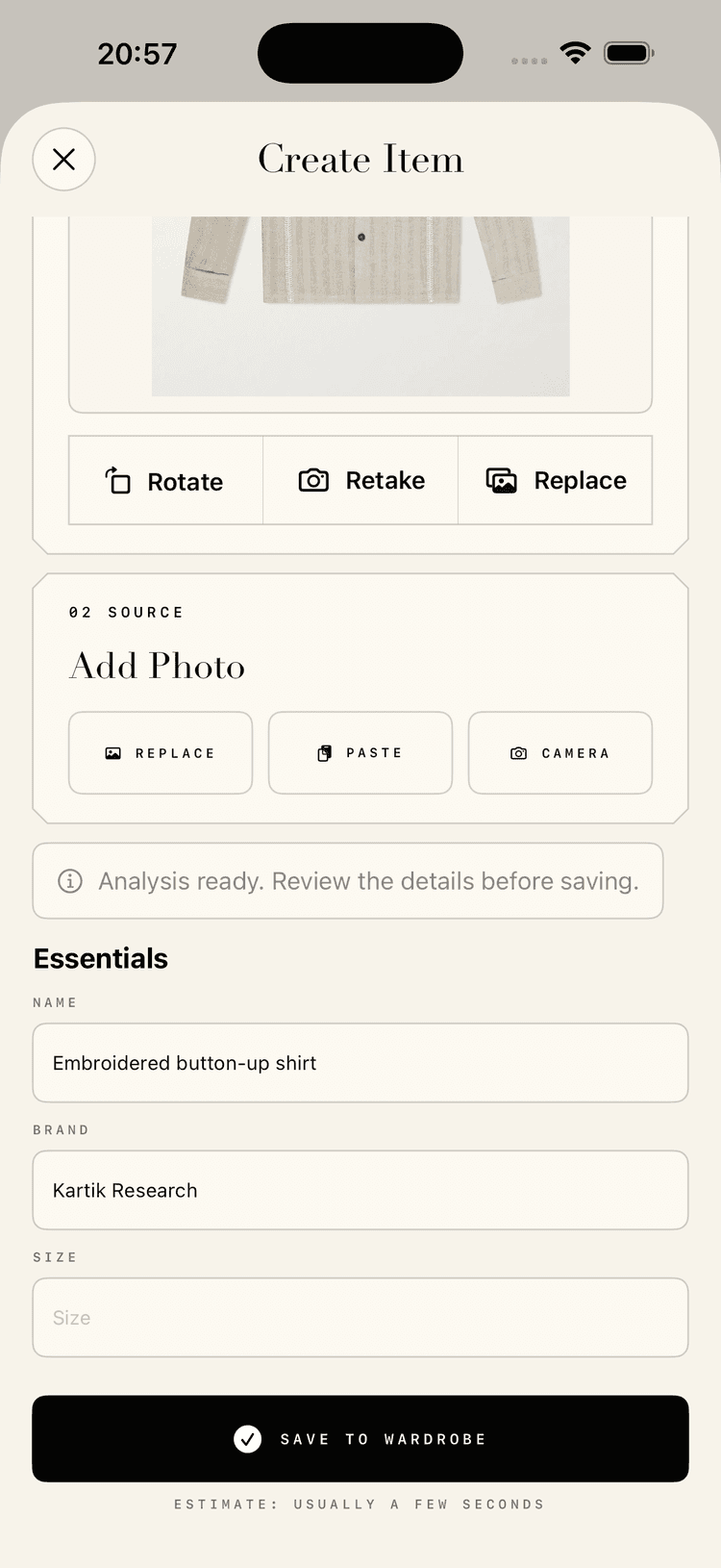Add clothing screenshot