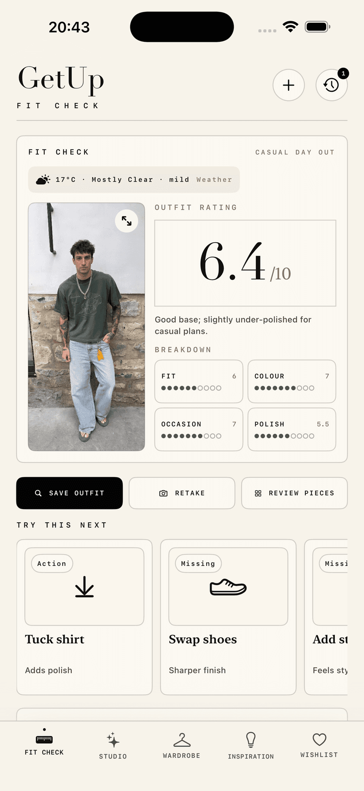 Fit Check results screenshot