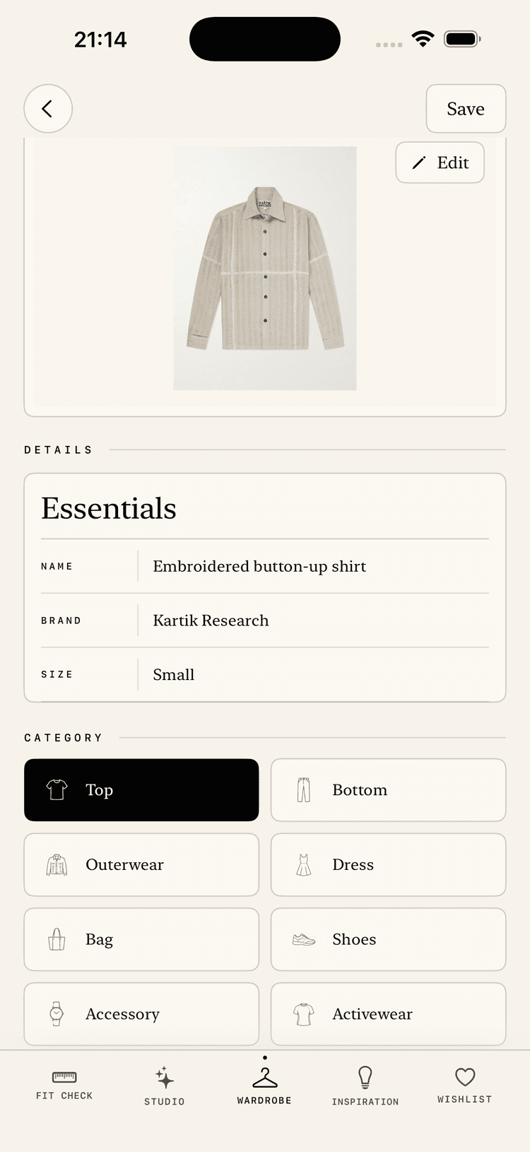 Item detail screenshot