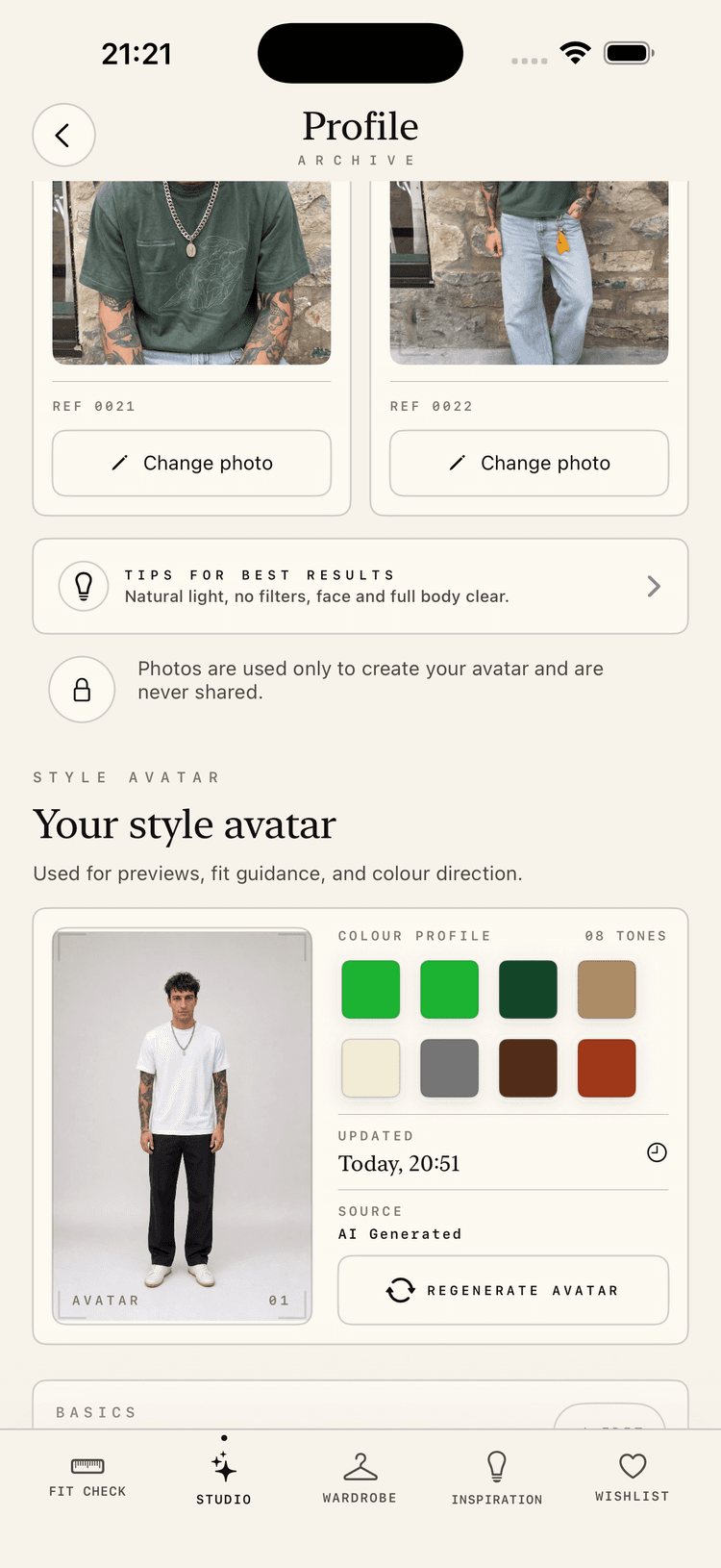 Style profile screenshot